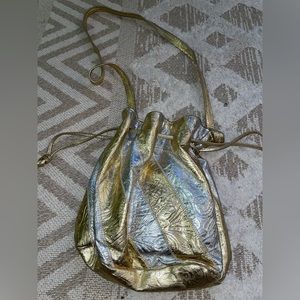 Genuine Italian Leather silver and gold bag from Italy.